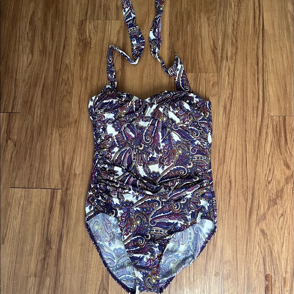 Land’s End Sz 12 One-Piece Halter Swimsuit - Picture 2 of 10